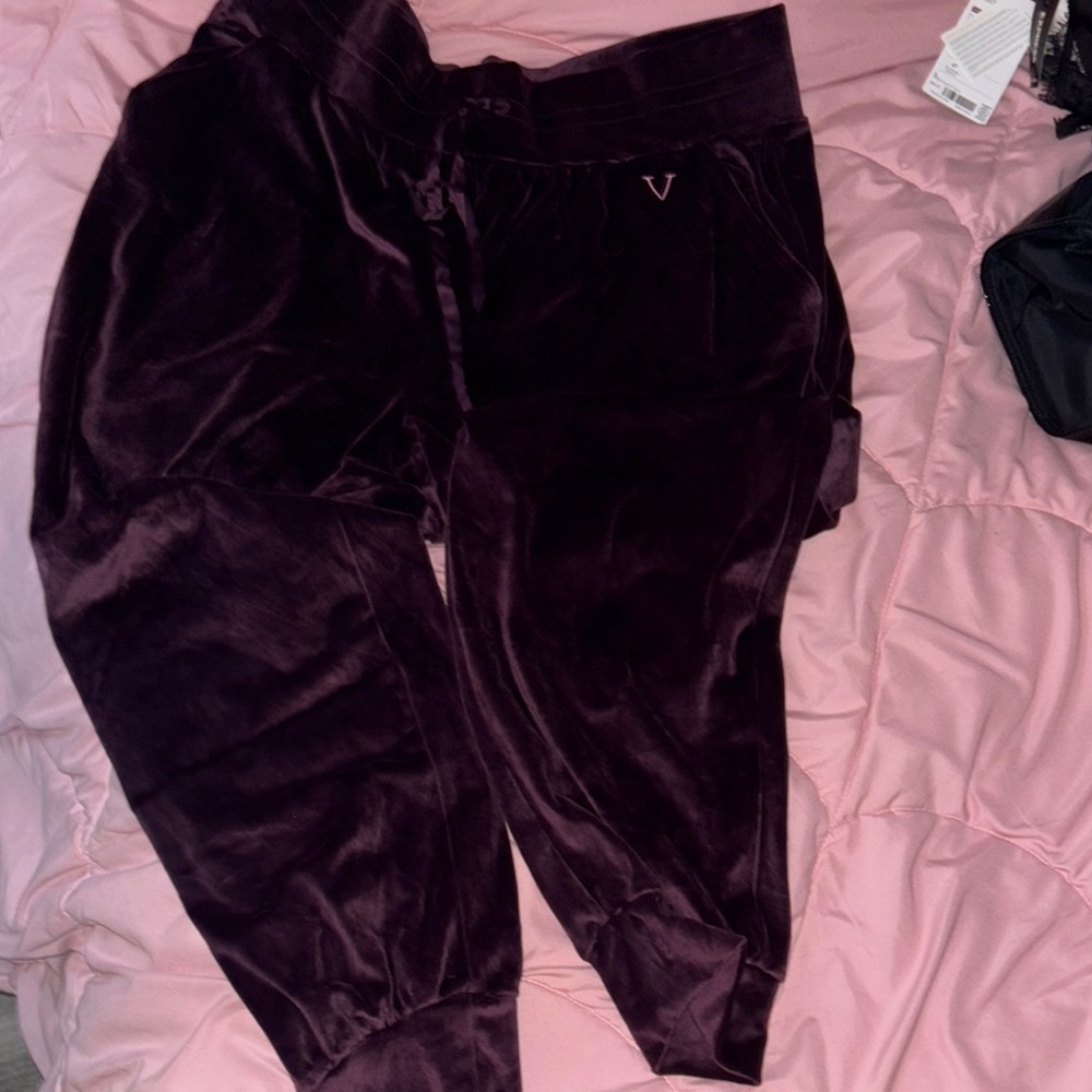 Victoria's Secret Velvet Joggers in Deep Purple